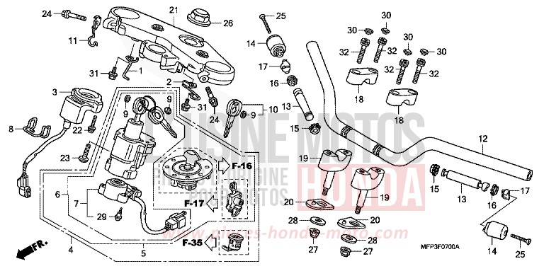 ROHRGRIFF/OBERE BRUECKE von CB1300 Super Bold'or PEARL SUNBEAM WHITE (NHA66KF) von 2009